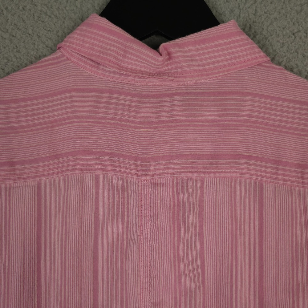 Chicos Shirt Womens 0 US Small Pink Striped Silk Linen Blend Button Up Casual - Picture 9 of 9